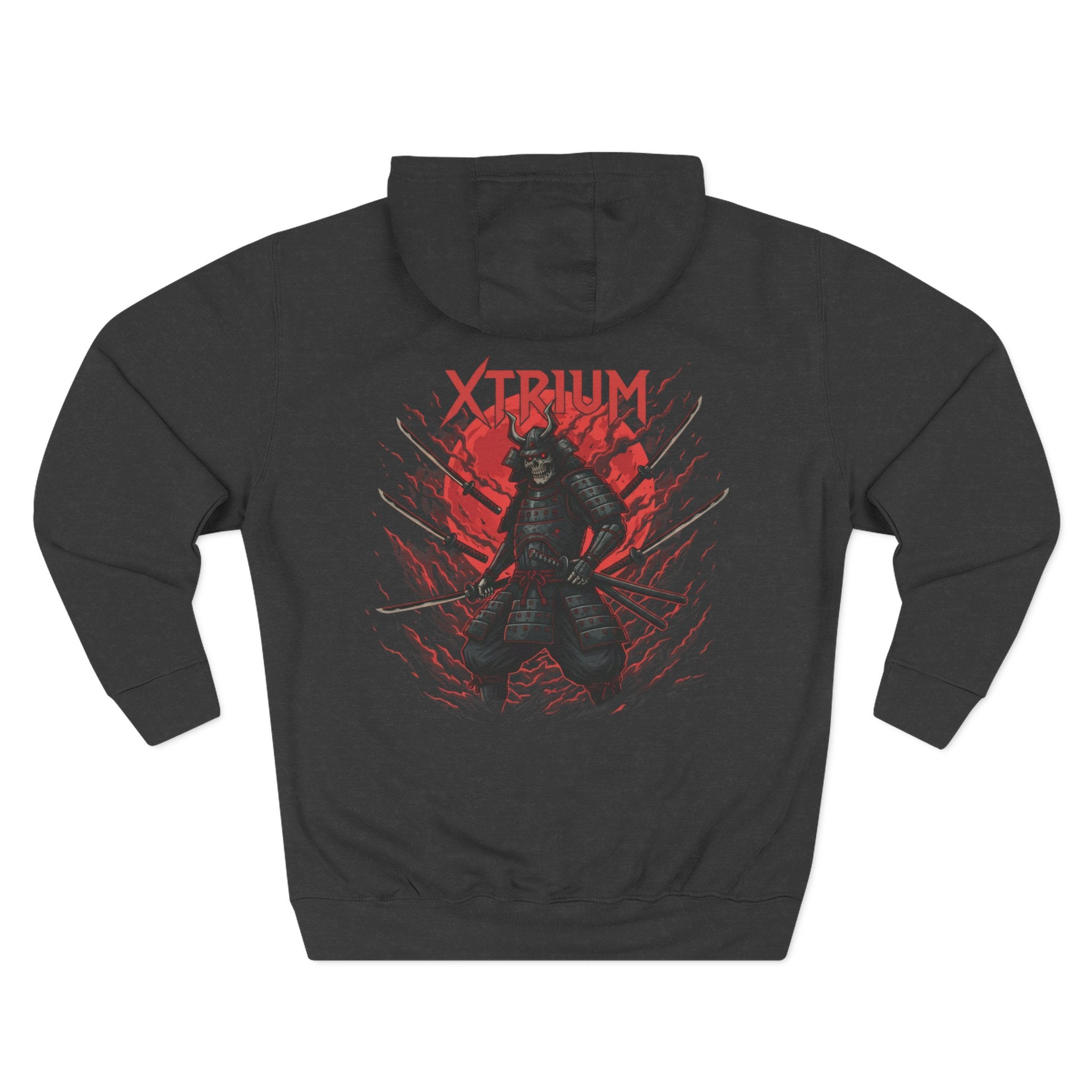 Samurai Graphic Hoodie — XTRIUM Red Moon Fleece Pullover