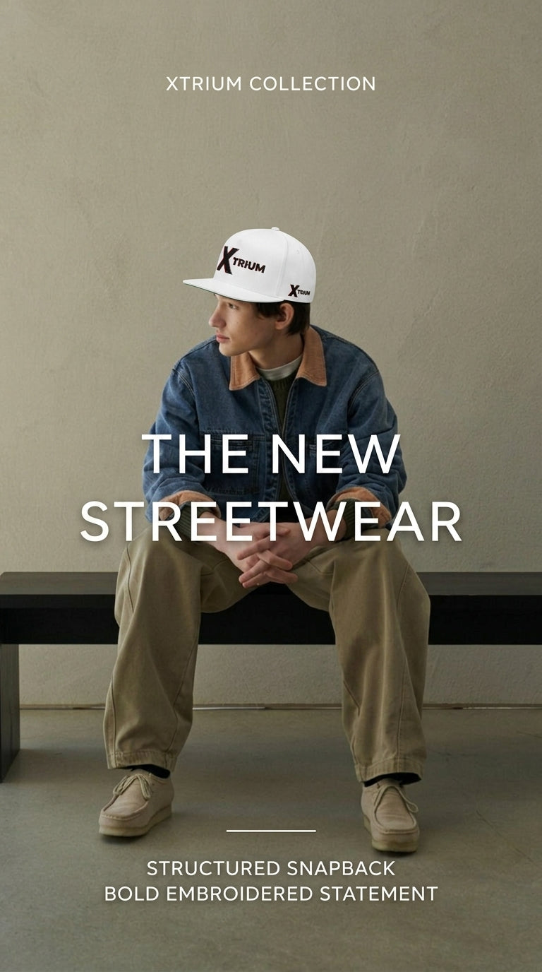 Xtrium Embroidered Flat Bill Cap – Bold Logo Snapback Hat