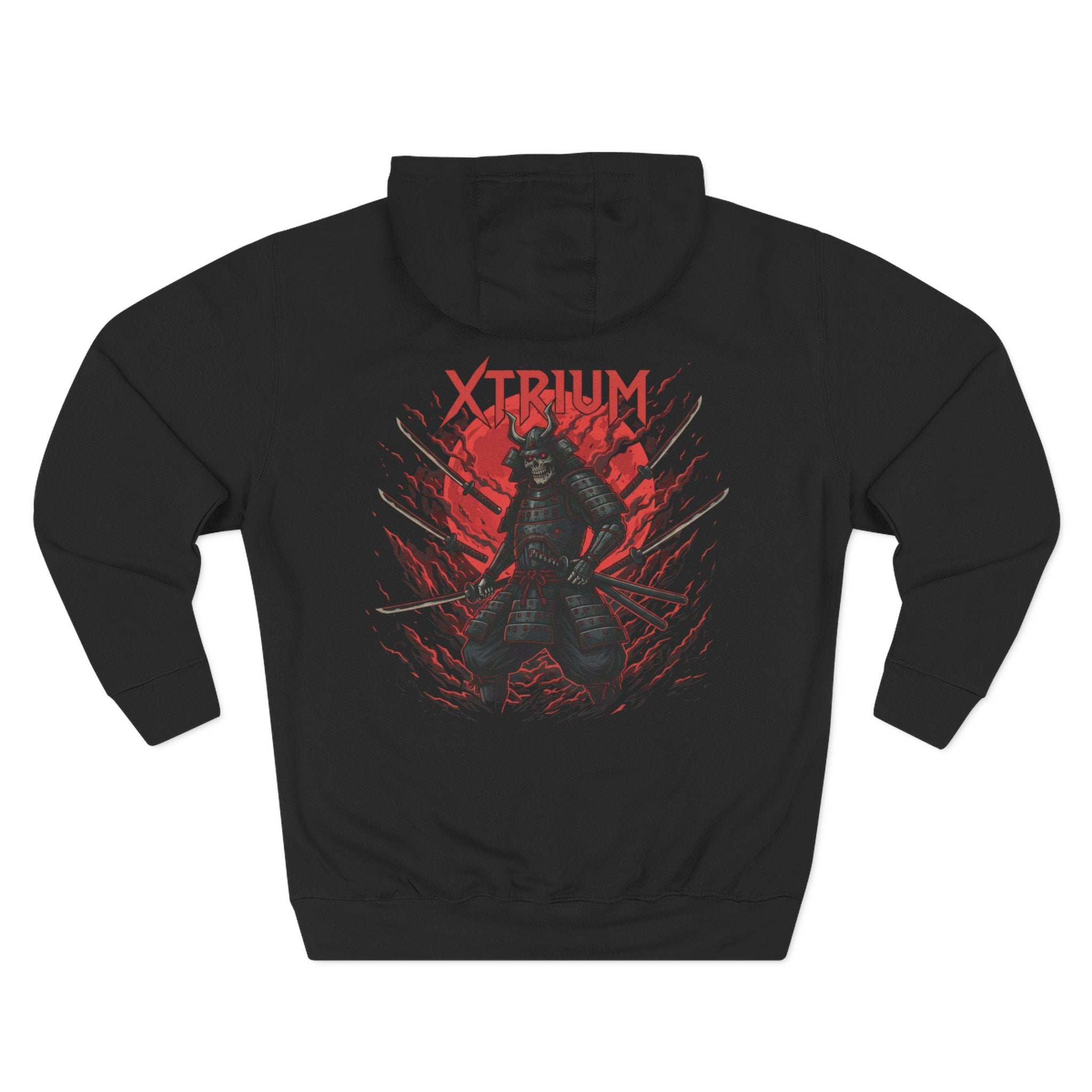 Samurai Graphic Hoodie — XTRIUM Red Moon Fleece Pullover