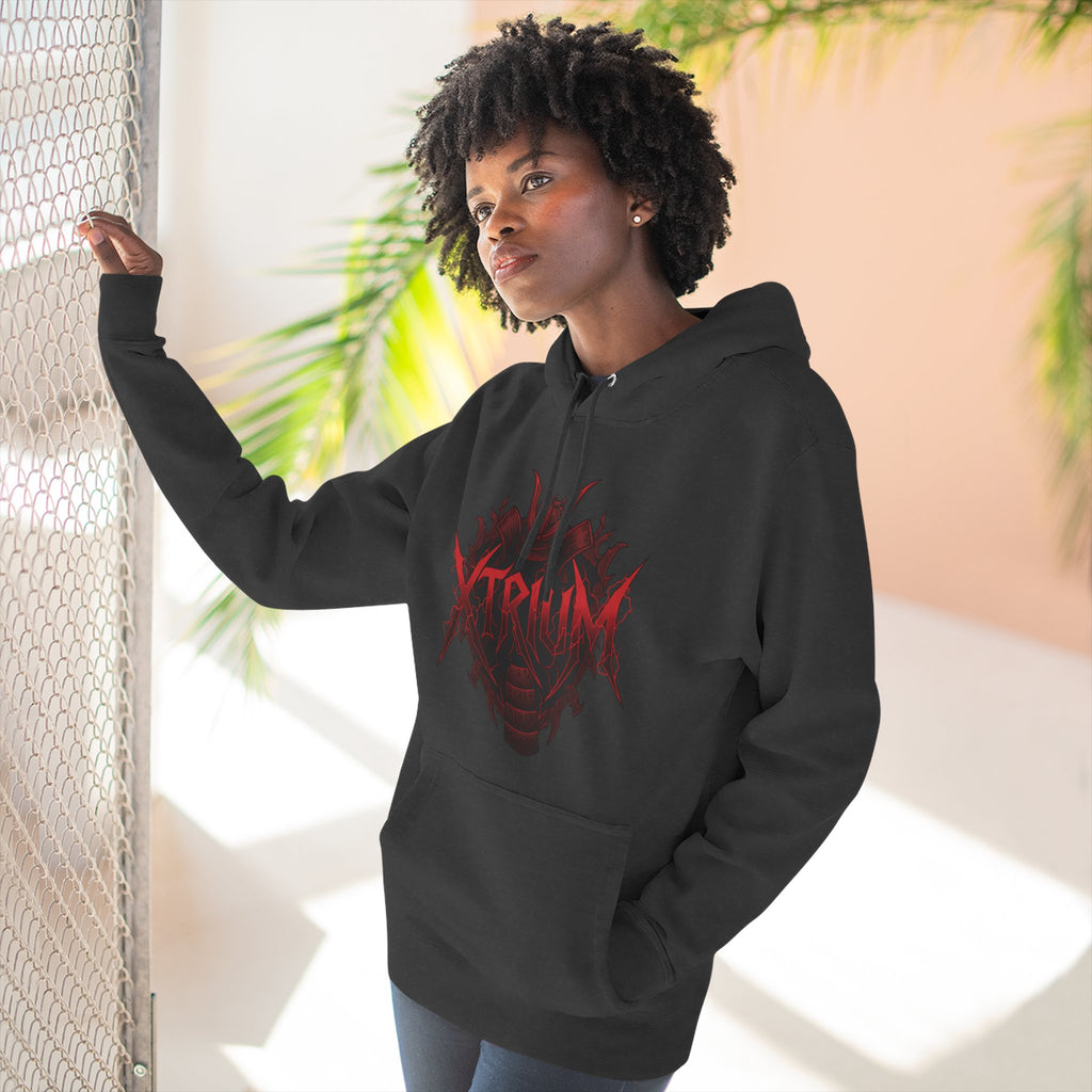 Samurai Graphic Hoodie — XTRIUM Red Moon Fleece Pullover